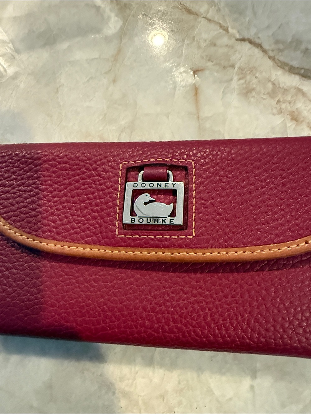 Dooney & Bourke Pebble Grain Leather Wallet Tan Trim H 4" x D .75" x L 7" EUC - Picture 2 of 11